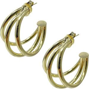 Sheila Fajl Claire Triple Hoop Post Earrings in Polished 18k Gold Plated NEW